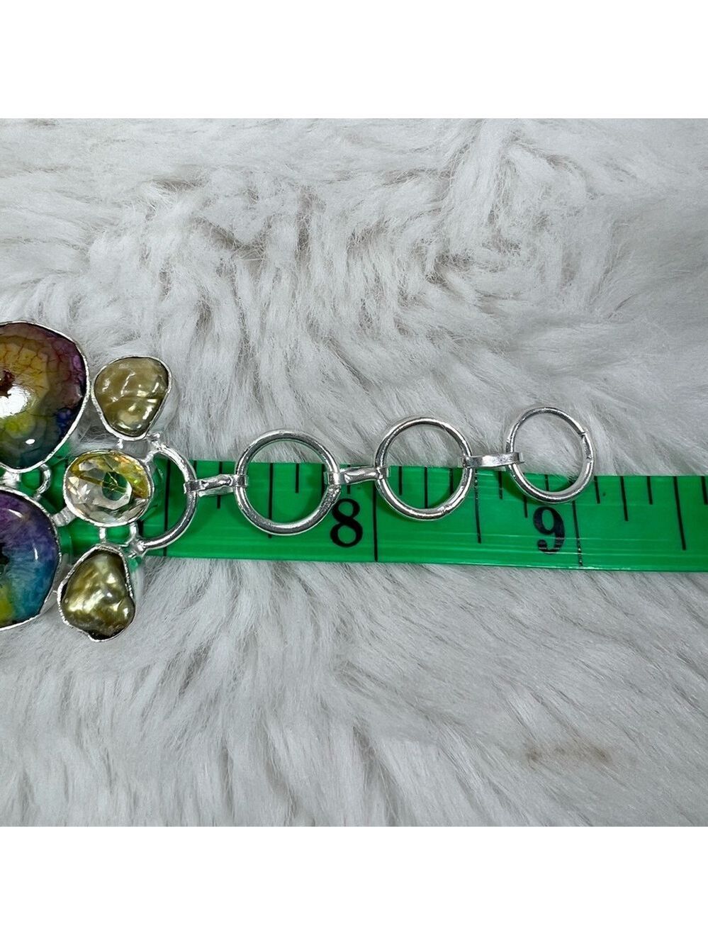 Rainbow Solar Quartz 925 Large Gemstone Necklace & Bracelet Set - Picture 6 of 8